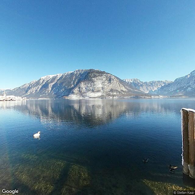 Hallstatt: lake, swan, church spire