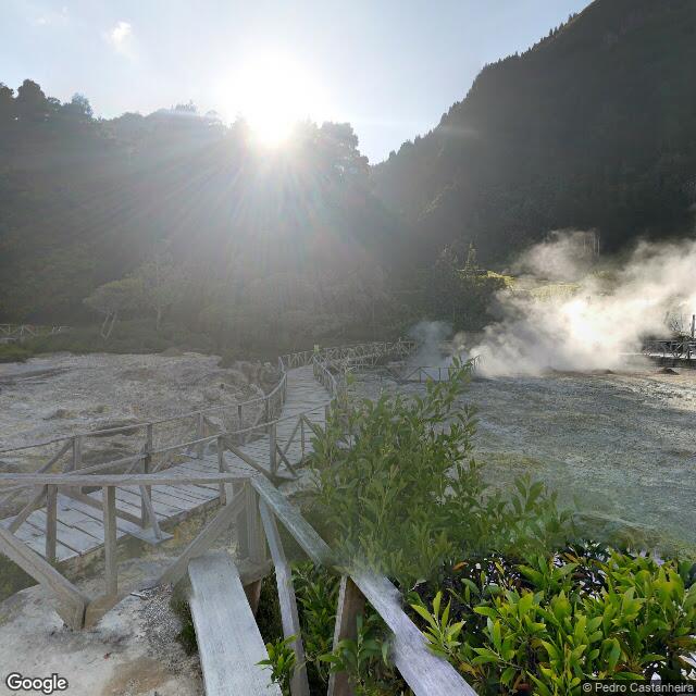 Steam rising from the geothermal ground, Furnas