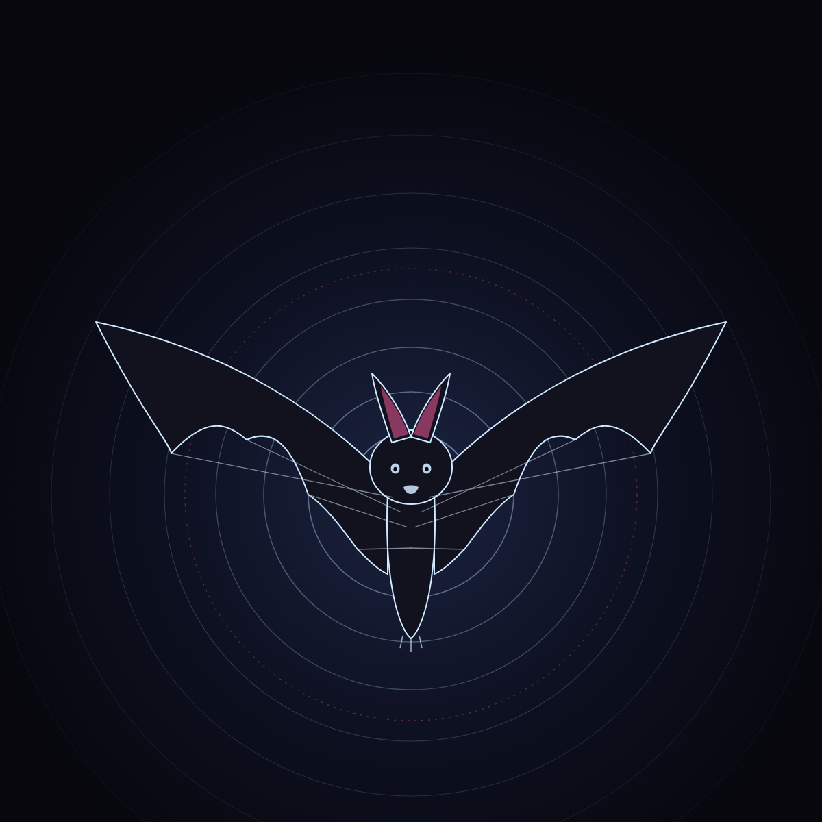 A hand-drawn bat in flight