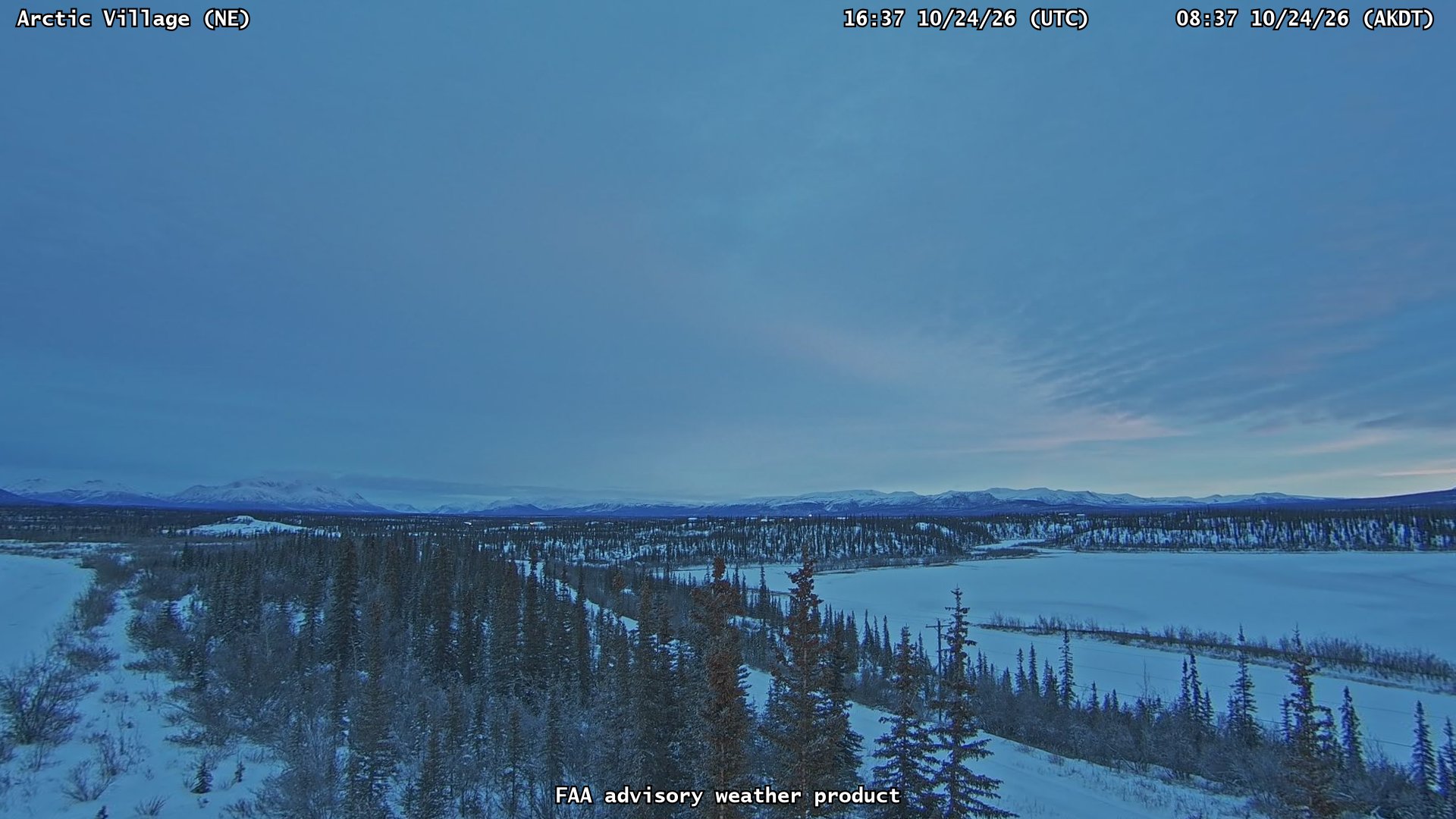 The Chandalar river at Arctic Village, northeast camera, 16:37Z on October 24