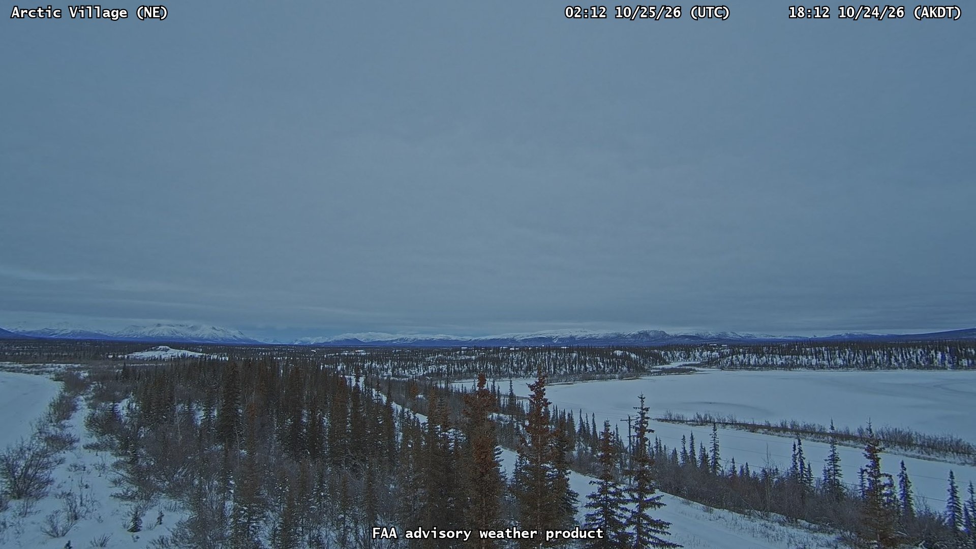 The Chandalar river at Arctic Village, northeast camera, 02:12Z on October 25